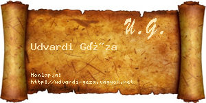 Udvardi Géza névjegykártya